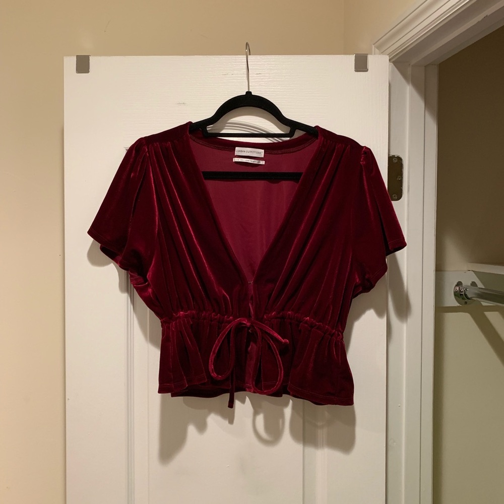 Velvet front tie top